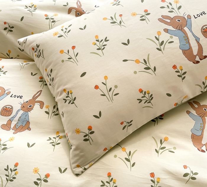 91家纺网 家纺一手货源 找家纺 绵庭 2023新款12868全棉ins小清新印花四件套 春晓