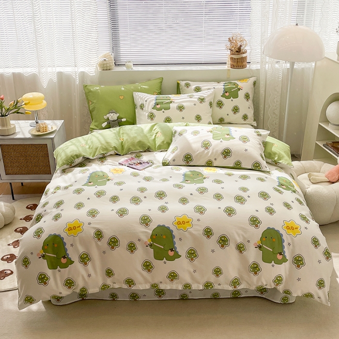 91家纺网 家纺一手货源 找家纺 绵庭 2023新款12868全棉ins小清新印花四件套 魔法龙