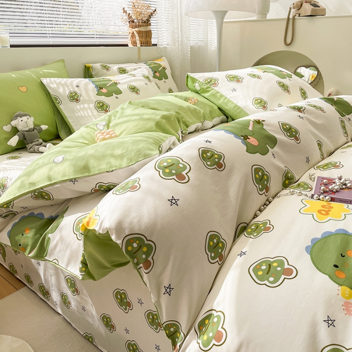 91家纺网 家纺一手货源 找家纺 绵庭 2023新款12868全棉ins小清新印花四件套 魔法龙