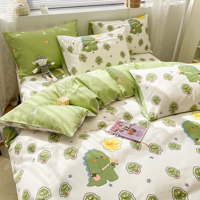 91家纺网 家纺一手货源 找家纺 绵庭 2023新款12868全棉ins小清新印花四件套 魔法龙