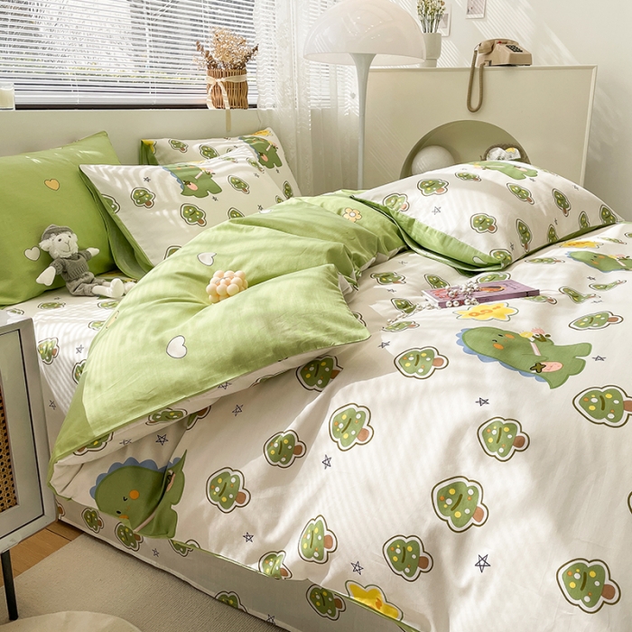 91家纺网 家纺一手货源 找家纺 绵庭 2023新款12868全棉ins小清新印花四件套 魔法龙