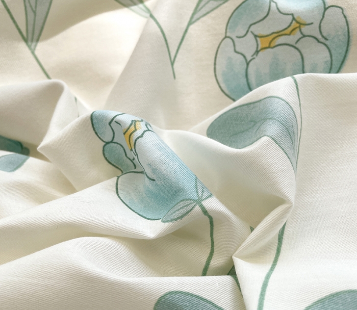 91家纺网 家纺一手货源 找家纺 绵庭 2023新款12868全棉ins小清新印花四件套 水榭听香