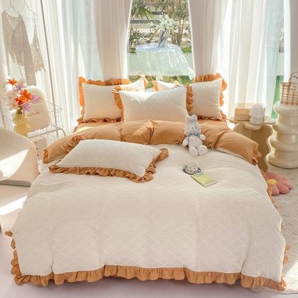 91家纺网 家纺一手货源 找家纺 （总）芭比蔓家 2024新款艾伦系列水洗棉提花四件套