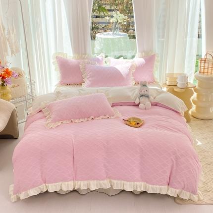 91家纺网 家纺一手货源 找家纺 （总）芭比蔓家 2024新款艾伦系列水洗棉提花四件套