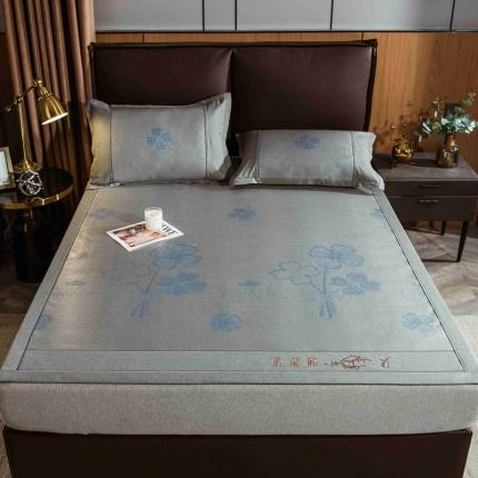 91家纺网 家纺一手货源 找家纺 （总）全季家居 2023新款加厚加密宽边刺绣提花冰藤凉席-床席款