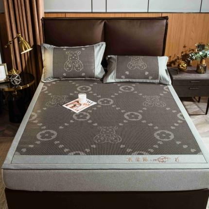 91家纺网 家纺一手货源 找家纺 （总）全季家居 2023新款加厚加密宽边刺绣提花冰藤凉席-床席款