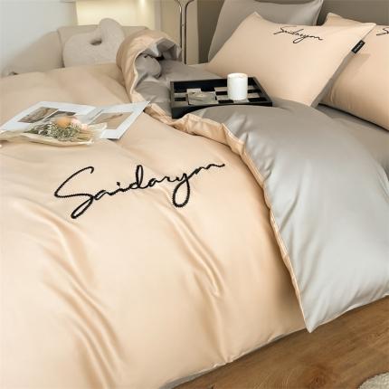 蓝米卡夫 2024全棉高级感长绒棉刺绣索菲系列-四件套 索菲-奶茶山灰