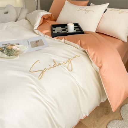 91家纺网 家纺一手货源 找家纺 蓝米卡夫 2024全棉高级感长绒棉刺绣-索菲-单被套 索菲-芝士南瓜