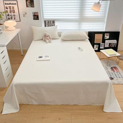 莱登卡奴 2023新款全棉纯色单品床单枕套系列 床单-奶白