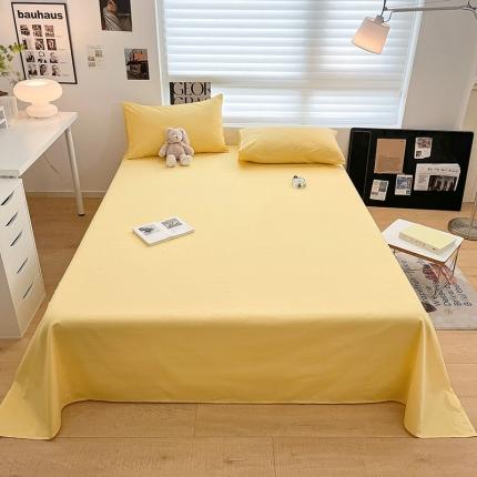 莱登卡奴 2023新款全棉纯色单品床单枕套系列 床单-奶黄