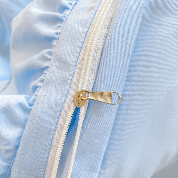 91家纺网 家纺一手货源 找家纺 花香四季2023仙女全棉四件套少女心公主风床裙纯棉网红被套爆款爱丽丝蓝