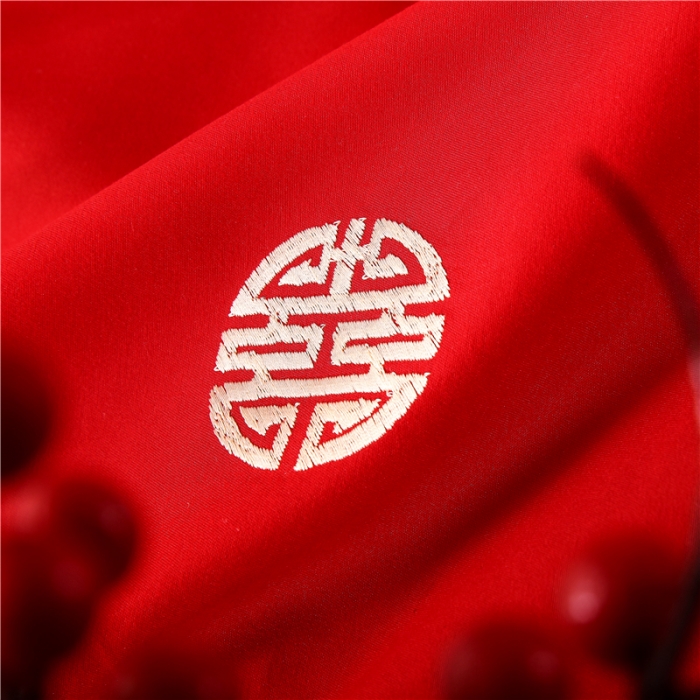 91家纺网 家纺一手货源 找家纺 2025新款亲肤棉绣花刺绣婚庆四件套 龙凤祥贺