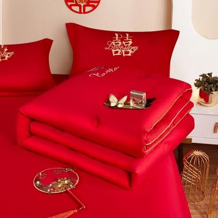 91家纺网 家纺一手货源 找家纺 2025新款水洗磨毛婚庆大豆被子被芯 喜结良缘