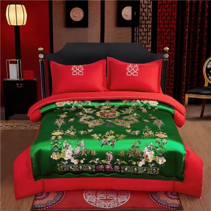 91家纺网 家纺一手货源 找家纺 2025新款甜蜜系列婚庆被子 甜蜜-绿