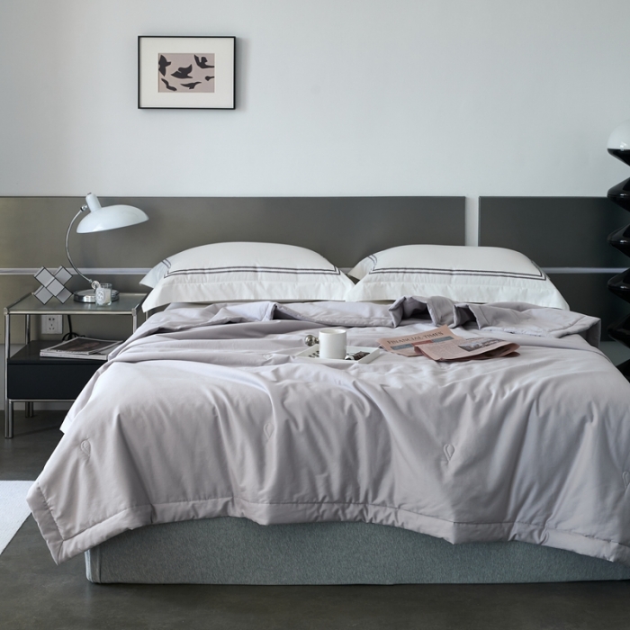 91家纺网 家纺一手货源 找家纺 榻尚 2023新款100支贡缎长绒棉超柔夏被空调被子被芯 大象灰