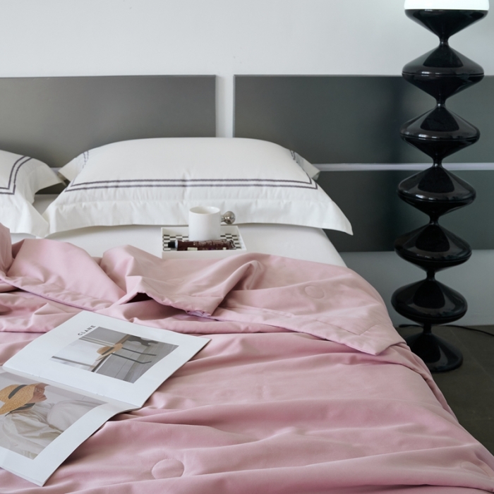 91家纺网 家纺一手货源 找家纺 榻尚 2023新款100支贡缎长绒棉超柔夏被空调被子被芯 豆沙紫