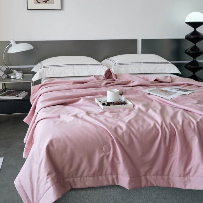 91家纺网 家纺一手货源 找家纺 榻尚 2023新款100支贡缎长绒棉超柔夏被空调被子被芯 豆沙紫