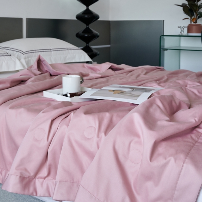 91家纺网 家纺一手货源 找家纺 榻尚 2023新款100支贡缎长绒棉超柔夏被空调被子被芯 豆沙紫