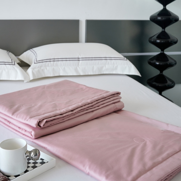 91家纺网 家纺一手货源 找家纺 榻尚 2023新款100支贡缎长绒棉超柔夏被空调被子被芯 豆沙紫