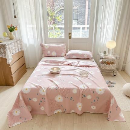 91家纺网 家纺一手货源 找家纺 麻依 2023新款竹纤维凉席三件套床单 蒲公英-粉