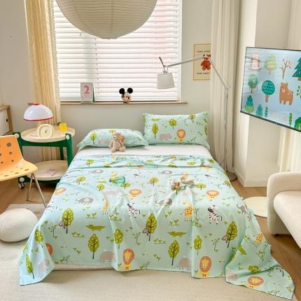 91家纺网 家纺一手货源 找家纺 麻依 2023新款竹纤维凉席三件套床单 森林故事