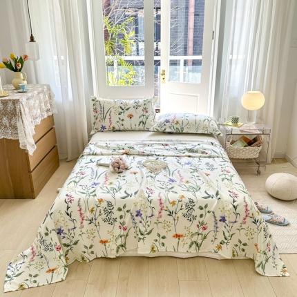 91家纺网 家纺一手货源 找家纺 麻依 2023新款竹纤维凉席三件套床单 迎春