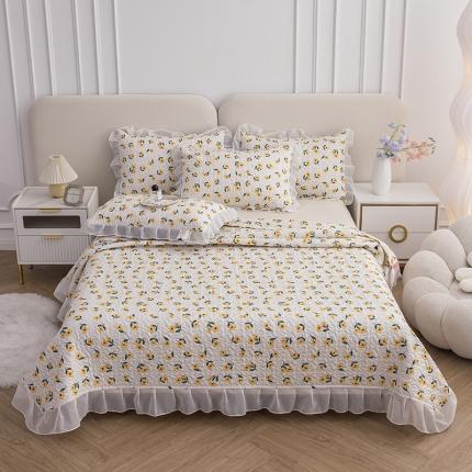 91家纺网 家纺一手货源 找家纺 梓依 2023新款 亲肤夹棉床盖系列 小黄花