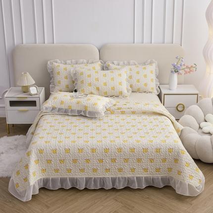 91家纺网 家纺一手货源 找家纺 梓依 2023新款 亲肤夹棉床盖系列 皇冠