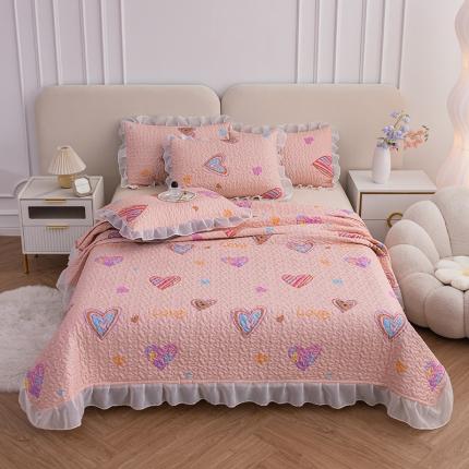 91家纺网 家纺一手货源 找家纺 梓依 2023新款 亲肤夹棉床盖系列 甜心