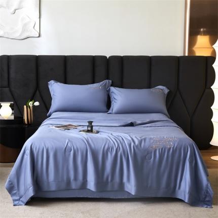 91家纺网 家纺一手货源 找家纺 头等舱森氧丝A类莱赛尔55%大豆抗菌夏被（迹风系列风格1) 迹风运河蓝