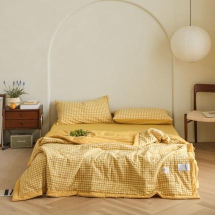 91家纺网 家纺一手货源 找家纺 （总）寐眠 2023新款全棉色织水洗棉夏被四件套被芯夏凉被子