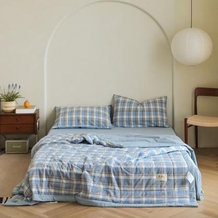 91家纺网 家纺一手货源 找家纺 （总）寐眠 2023新款全棉色织水洗棉夏被四件套被芯夏凉被子