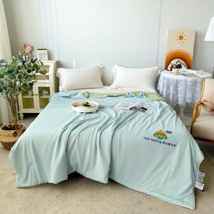 91家纺网 家纺一手货源 找家纺 澳洲羽 2024新款凉感丝冰激凌夏被 浅蓝+绿