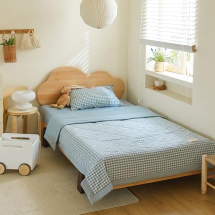 91家纺网 家纺一手货源 找家纺 寐眠 2023新款全棉色织水洗棉儿童夏被 蓝小格