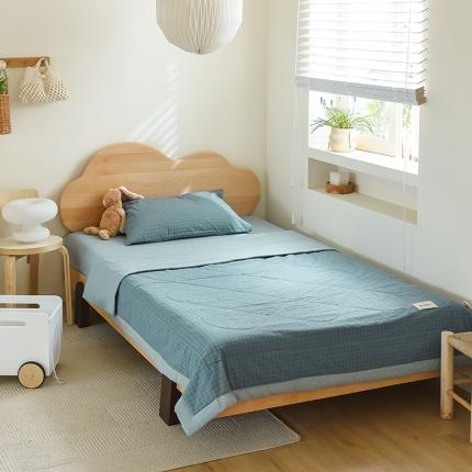 91家纺网 家纺一手货源 找家纺 寐眠 2023新款全棉色织水洗棉儿童夏被 雾蓝格