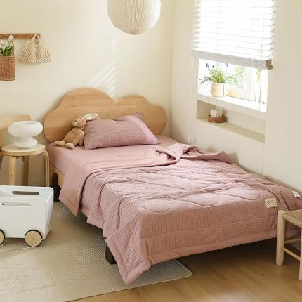 寐眠 2023新款全棉色织水洗棉儿童夏被 小粉格