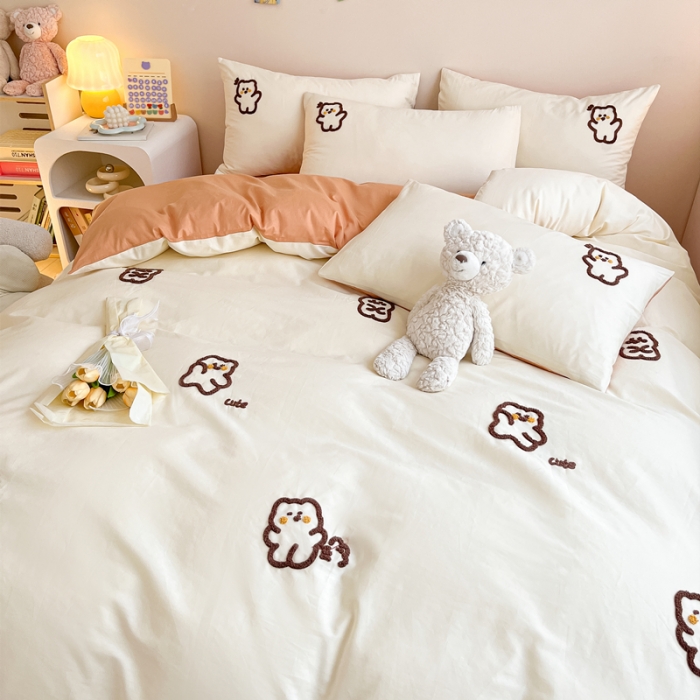91家纺网 家纺一手货源 找家纺 丽涵 2025新款 全棉毛巾绣花小清新四件套（含买家秀） 多多熊