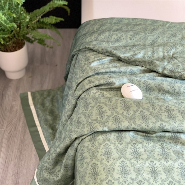 91家纺网 家纺一手货源 找家纺 汇庭 2023新款 雅丝系列夏被佩古斯绿
