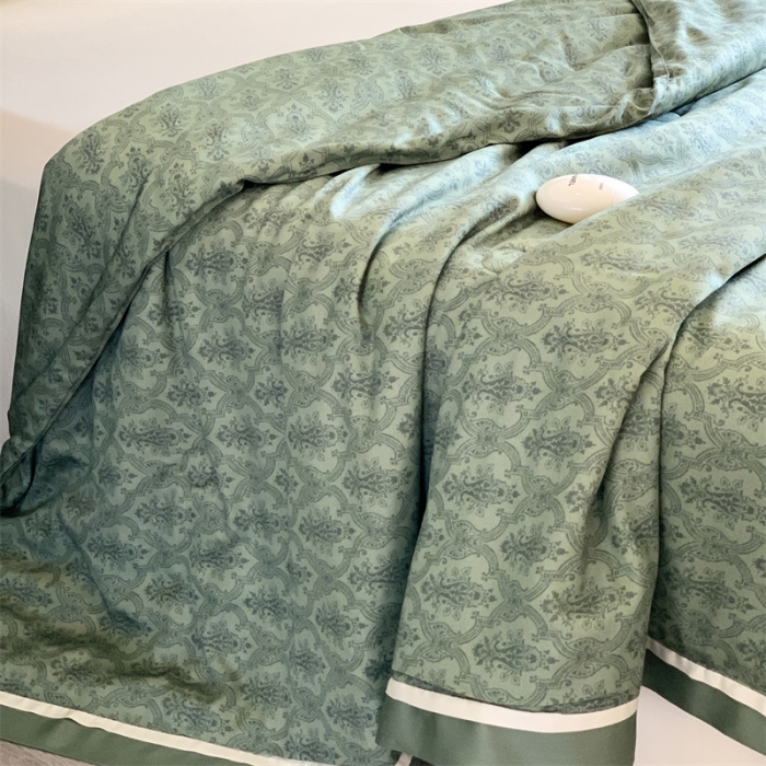 91家纺网 家纺一手货源 找家纺 汇庭 2023新款 雅丝系列夏被佩古斯绿