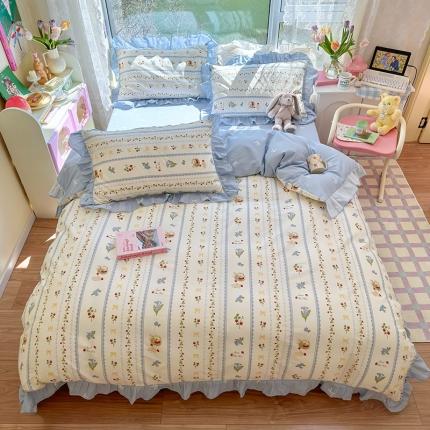 91家纺网 家纺一手货源 找家纺 （总）瑞莱 2024韩版花边13372全棉印花四件套