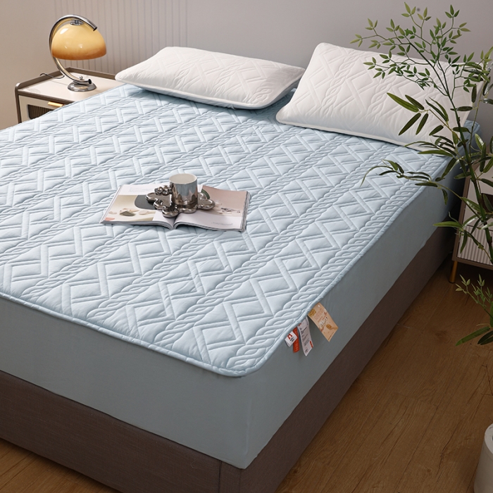 91家纺网 家纺一手货源 找家纺 豪选2025新款全棉防水床笠 天空蓝