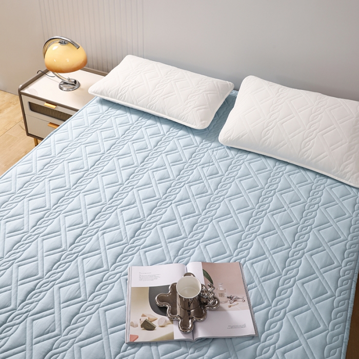 91家纺网 家纺一手货源 找家纺 豪选2025新款全棉防水床笠 天空蓝