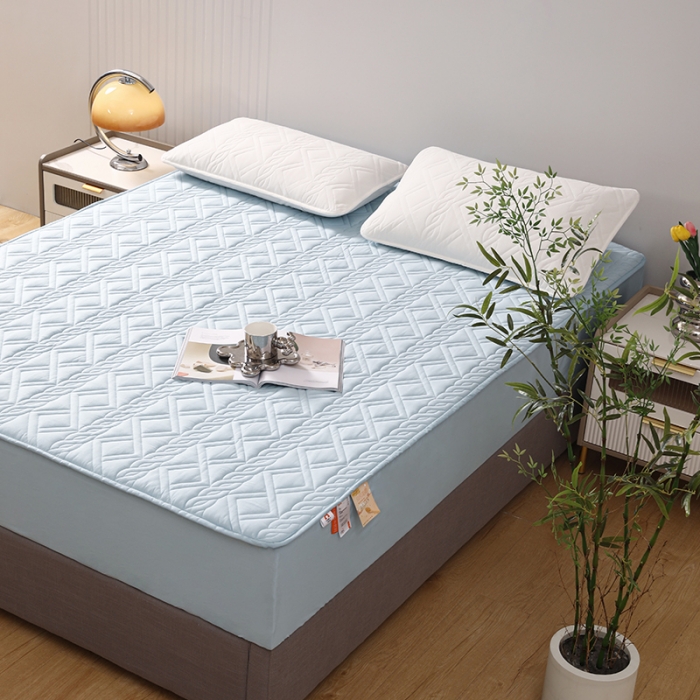 91家纺网 家纺一手货源 找家纺 豪选2025新款全棉防水床笠 天空蓝