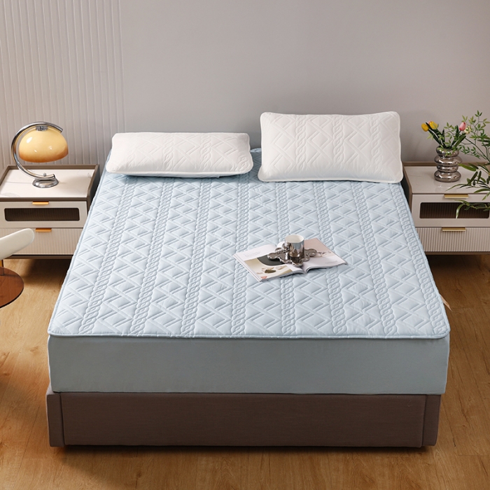 91家纺网 家纺一手货源 找家纺 豪选2025新款全棉防水床笠 天空蓝