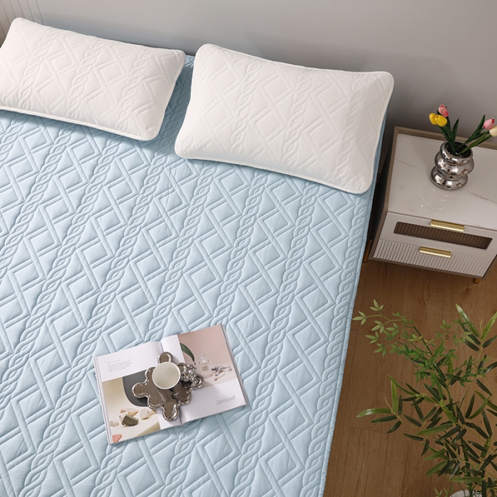 91家纺网 家纺一手货源 找家纺 豪选2025新款全棉防水床笠 天空蓝