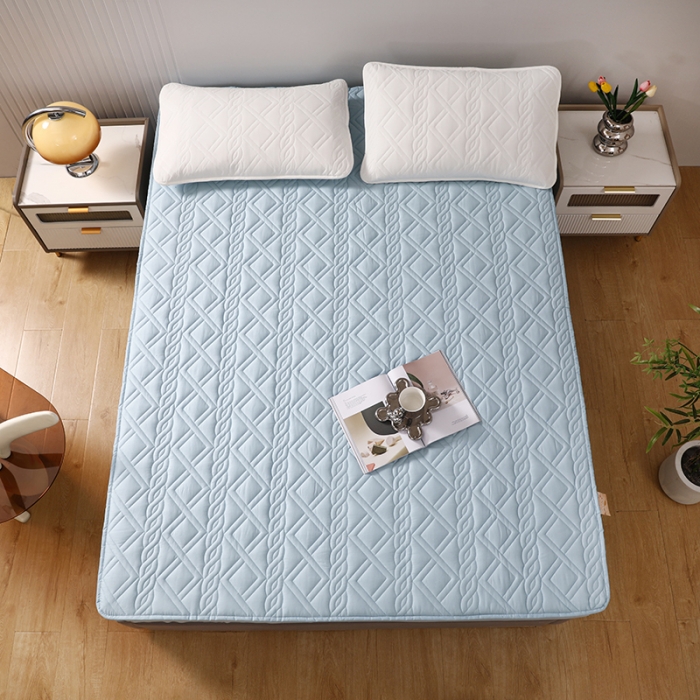 91家纺网 家纺一手货源 找家纺 豪选2025新款全棉防水床笠 天空蓝