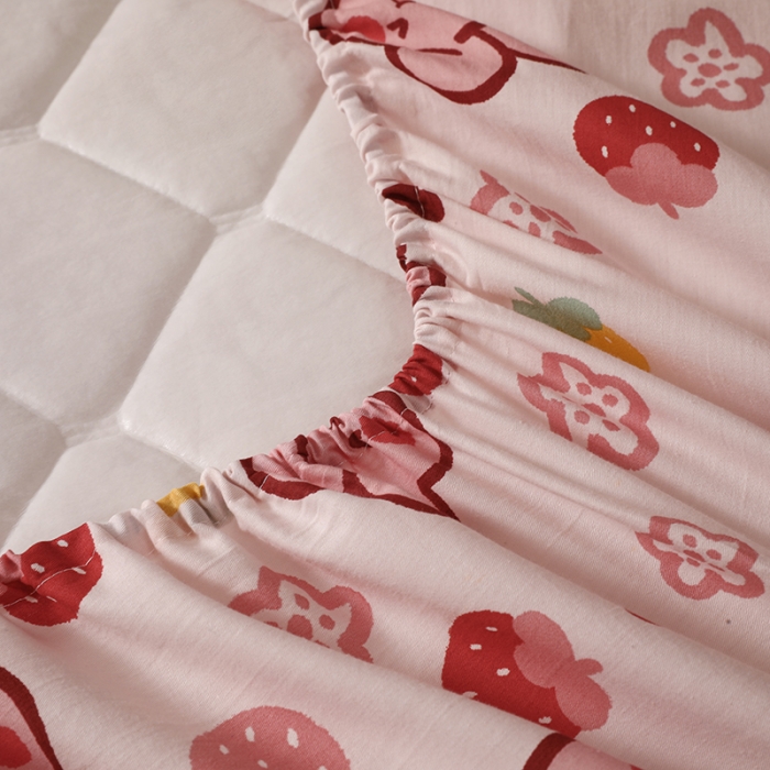 91家纺网 家纺一手货源 找家纺 豪选2025新款全棉防水床笠 欢乐兔粉