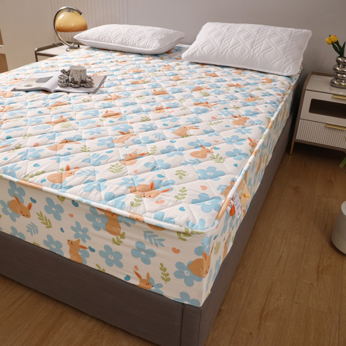 91家纺网 家纺一手货源 找家纺 豪选2025新款全棉防水床笠 欢乐蓝兔