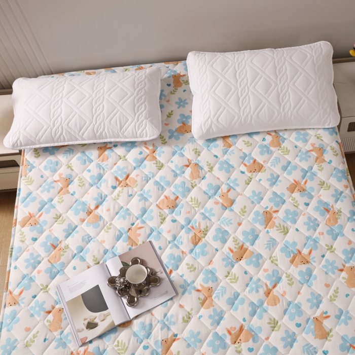 91家纺网 家纺一手货源 找家纺 豪选2025新款全棉防水床笠 欢乐蓝兔