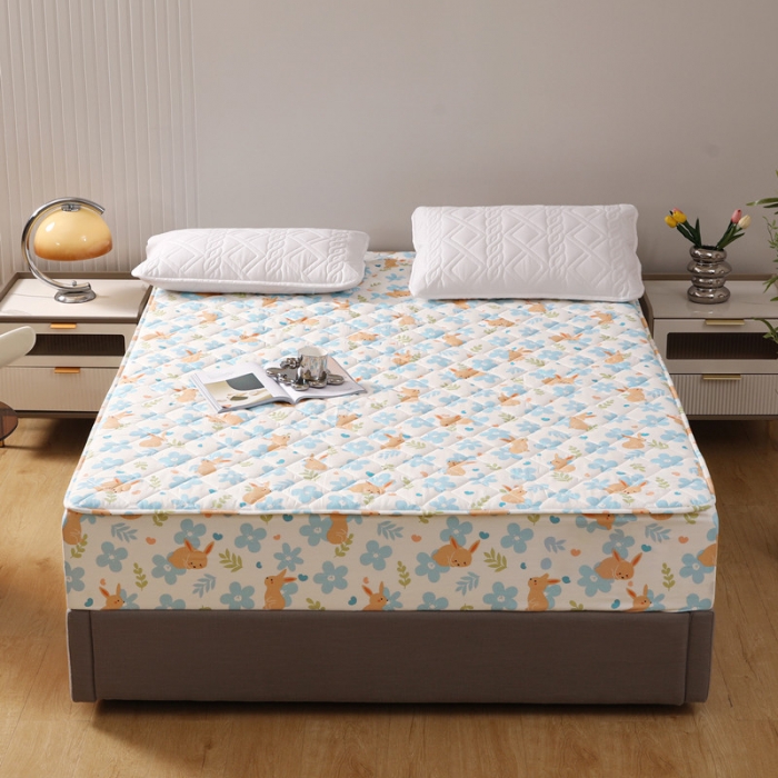 91家纺网 家纺一手货源 找家纺 豪选2025新款全棉防水床笠 欢乐蓝兔